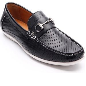 ASTON MARC PERFORATED BIT LOAFER BLACK 10 NIB